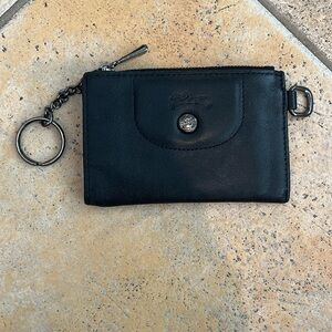 EUC Longchamp Black Leather Coin Purse/Wallet/Key Holder